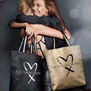 New Victoria's Secret VS Gold Sparkle Tote Bag